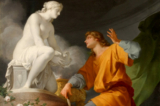 Tác phẩm “Chàng Pygmalion cầu nguyện trước Nữ thần Venus để ban sự sống cho bức tượng của chàng,” năm 1786, do họa sĩ Jean-Baptiste Regnault thực hiện. Tranh sơn dầu trên vải canvas. Cung Điện Versailles, nước Pháp. (Ảnh: Tài sản công)