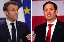 Tổng thống Pháp Emmanuel Macron (Trái) trình bày trong một cuộc họp báo chung tại Cung điện Elysee ở Paris, Pháp, hôm 10/03/2023. (Ảnh: Kin Cheung/Pool/Getty Images); Thượng nghị sĩ Marco Rubio (Cộng Hòa-Florida) (Phải) nói chuyện với những người ủng hộ trong đêm tiệc bầu cử ở Miami, Florida, vào ngày 08/11/2022. (Ảnh: Saul Martinez/Getty Images)