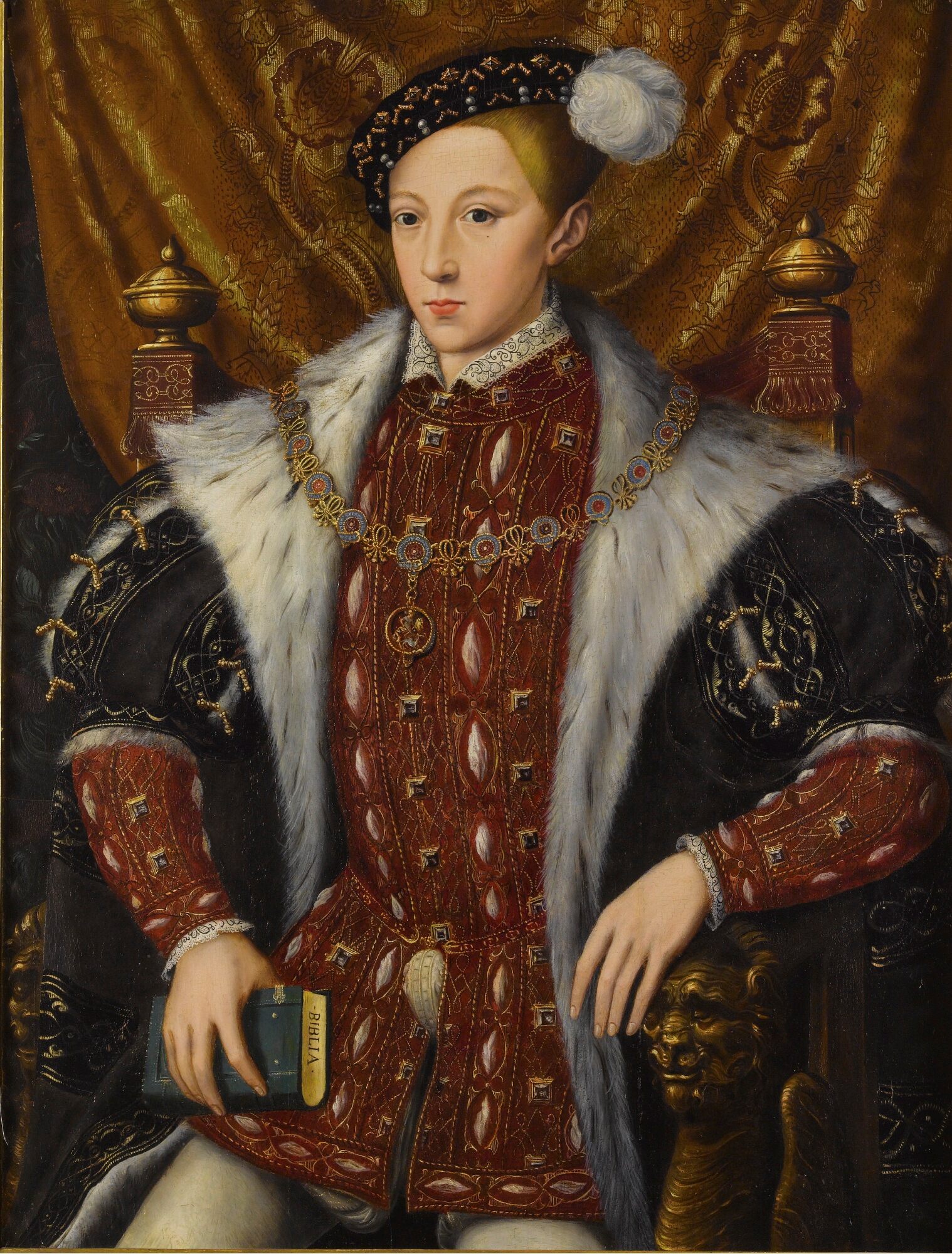 Hình 3: Vua Edward VI cầm cuốn Kinh Thánh. (Ảnh: Tài sản công)