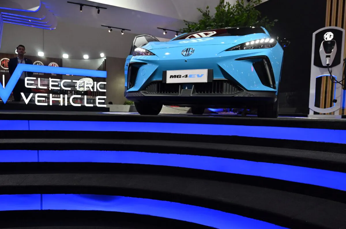 Xe điện MG được trưng bày tại triển lãm Indonesia International Motor Show ở Jakarta, Indonesia, hôm 16/02/2023. (Ảnh: Adek Berry/AFP qua Getty Images)