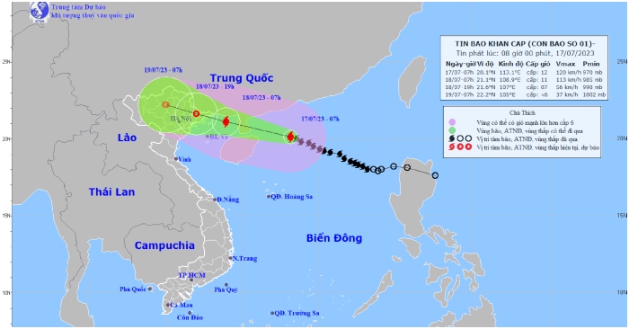 Việt Nam: Bão số 1 mạnh cấp 12, giật cấp 15, tiến vào Quảng Ninh, Hải Phòng
