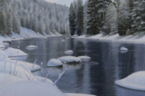 Một chi tiết của tác phẩm “Flowing Stillness” (Dòng chảy tĩnh lặng) của họa sĩ Jake Gaedtke, vẽ năm 2019. Tranh sơn dầu trên vải canvas; Kích thước: 16 inch x 20 inch. (Ảnh: Jake Gaedke)