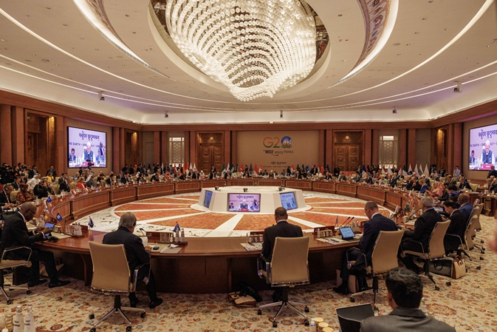 Thủ tướng Ấn Độ Narendra Modi chào đón các nhà lãnh đạo trong phiên khai mạc Hội nghị Thượng đỉnh G20 ở New Delhi vào ngày 09/09/2023. (Ảnh: Dan Kitwood/Getty Images)