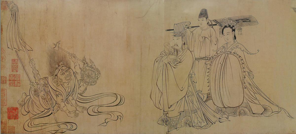 Phần cuối cùng của bức tranh cuộn “The Deliverance of Buddha Shakyamuni” (Sự giải thoát của Đức Phật Thích Ca Mâu Ni) do họa sĩ Ngô Đạo Tử vẽ, từ năm 680–740. (Ảnh: Tài liệu công cộng)