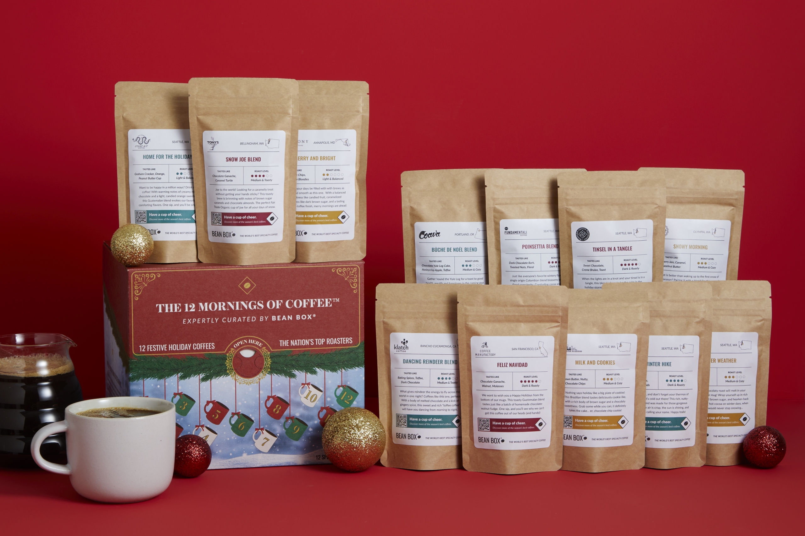 Hộp quà 12 Mornings of Coffee của hãng BeanBox. (Ảnh: Đăng dưới sự cho phép của hãng BeanBox)