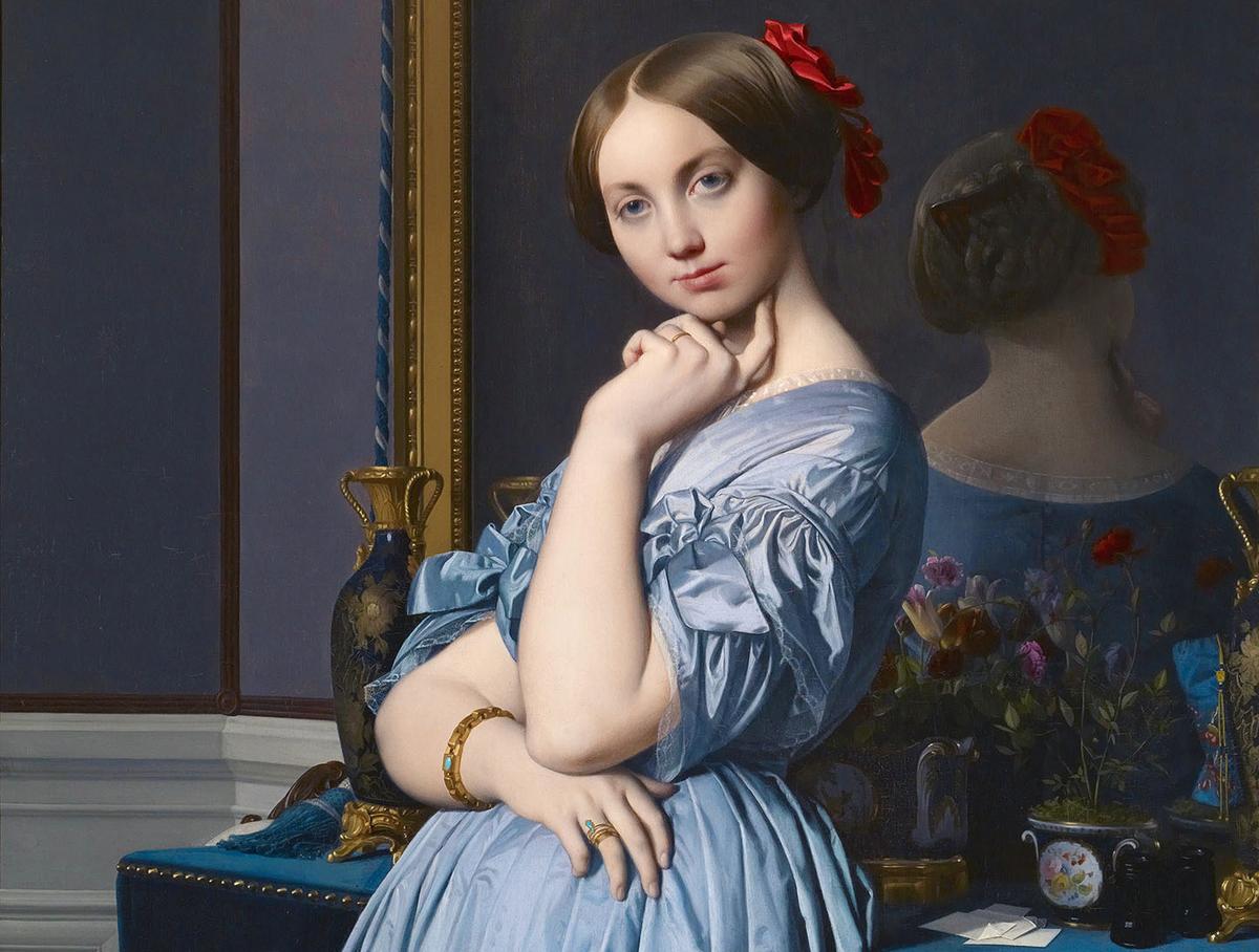 Chi tiết từ bức chân dung “Louise, Princesse de Broglie, Later the Comtesse d’Haussonville” (Louise, Công chúa de Broglie, về sau là Nữ bá tước d’Haussonville) của danh họa Jean-Auguste-Dominique Ingres, năm 1845. Bảo tàng nghệ thuật The Frick Collection, Thành phố New York. (Ảnh: Tài liệu công cộng)