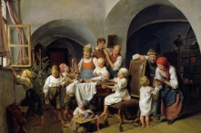 Tác phẩm “Christmas Morning” (Buổi sáng Giáng Sinh) do họa sĩ Ferdinand Georg Waldmuller vẽ vào năm 1844. (Ảnh: Tài liệu công cộng)