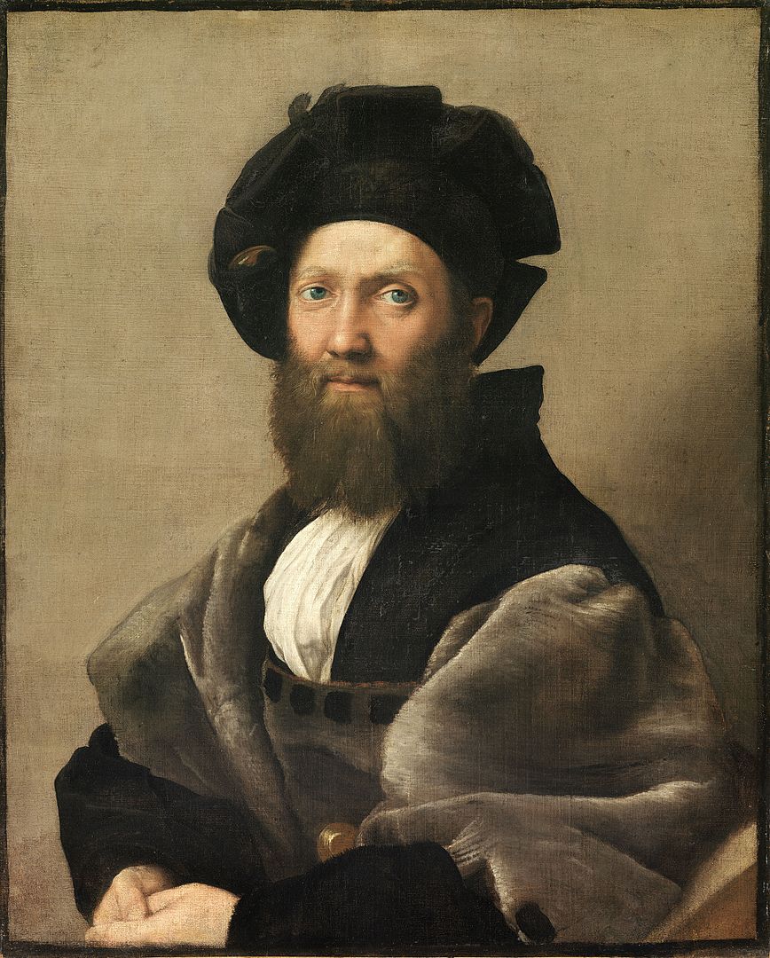 “Chân dung của Baldassare Castiglione” (Ritratto di Baldassarre Castiglione) của Raffaello, vẽ vào khoảng những năm 1514~1515, tranh sơn dầu trên vải, kích thước 82 x 67 cm, nằm trong bộ sưu tập tranh của Vua Louis XIV, lưu trữ tại Viện bảo tàng Louvre ở Paris, Pháp. (Ảnh: Tài sản công)