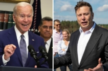 Tổng thống Joe Biden (trái) tại Tòa Bạch Ốc ở Hoa Thịnh Đốn hôm 08/07/2022; Tổng giám đốc Tesla Elon Musk (phải) nói chuyện với giới báo chí gần Berlin hôm 03/09/2020. (Ảnh: Alex Wong/Getty Images; Maja Hitij/Getty Images)