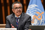 Tổng Giám đốc Tổ chức Y tế Thế giới Tedros Adhanom Ghebreyesus tham dự cuộc họp báo tại trụ sở WHO ở Geneva, vào ngày 03/07/2020. (Ảnh: Fabrice Coffrini/Pool/AFP qua Getty Images)