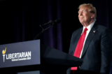 Cựu Tổng thống Donald Trump người cũng là ứng cử viên tổng thống của Đảng Cộng Hòa nói tại Hội nghị Toàn quốc của Đảng Tự Do tại Washington Hilton ở Washington hôm 25/05/2024. (Ảnh: Chip Somodevilla/Getty Images)