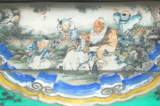 Tranh vẽ màu ở hành lang Di Hòa viên: Uyên Minh thích hoa cúc. (Ảnh: Tài sản công)