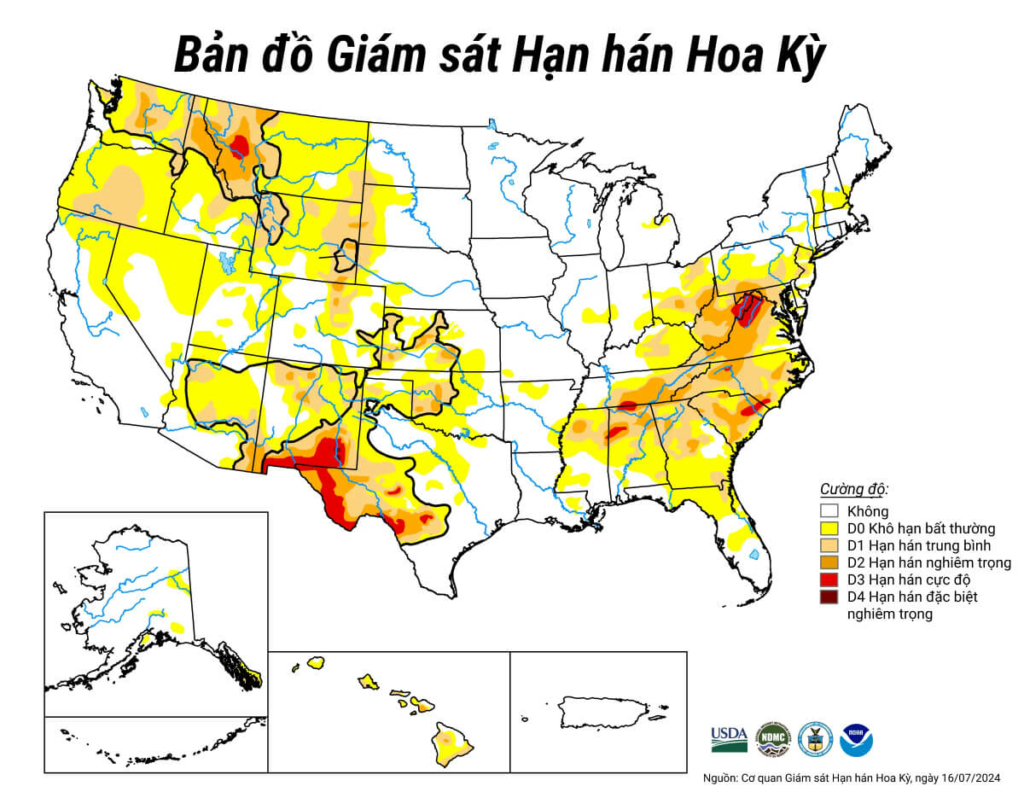 (Ảnh minh họa của The Epoch Times, U.S. Drought Monitor)